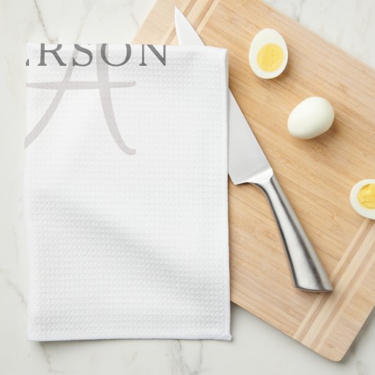 Elegant Name Monogram | Wit en grijs Theedoek (Quarter Fold)