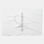 Elegant Name Monogram | Wit en grijs Theedoek (Horizontaal)