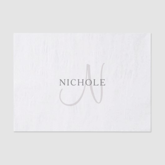 Elegant Name Monogram | Wit en grijs Tissuepapier (Voorkant)