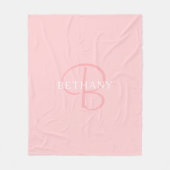 Elegant Name Monogram | wit en roze Fleece Deken (Voorkant)