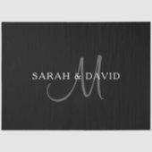 Elegant Name Monogram | Zwart-grijs Tissuepapier (Voorkant)