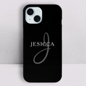 Elegant Name Monogram | Zwart wit en grijs Case-Mate iPhone Case