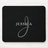 Elegant Name Monogram | Zwart wit en grijs Muismat (Voorkant)