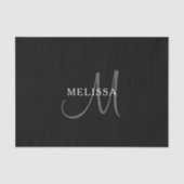 Elegant Name Monogram | Zwart wit en grijs Tissuepapier (Voorkant)