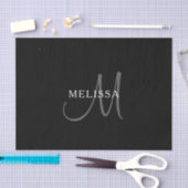 Elegant Name Monogram | Zwart wit en grijs Tissuepapier (Craft)