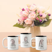 Elegant Name Mug: Minimalist Hijab Line Art, Tweekleurige Koffiemok