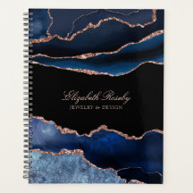 Elegant Name Navy Blue Roos Gold Geode Business