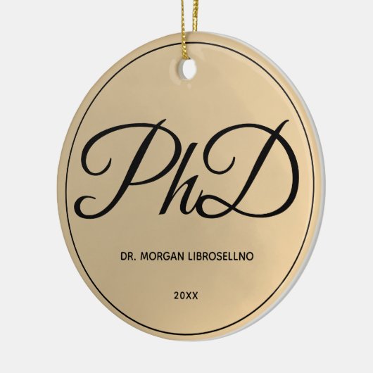 Elegant Name Photo Gold PhD Afstuderen Keramisch Ornament (Links)