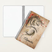 Elegant Name Red en Gold  Horse Art Notitieboek (Binnen)