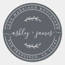 Elegant Names Black White Wedding Return Address