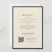 Elegant Names Ivory and Black Old Money Wedding Kaart (Achterkant)