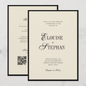 Elegant Names Ivory and Black Old Money Wedding Kaart (Voorkant / Achterkant)
