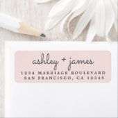 Elegant Names Pastel Pink Wedding Return Address Etiket (Insitu)