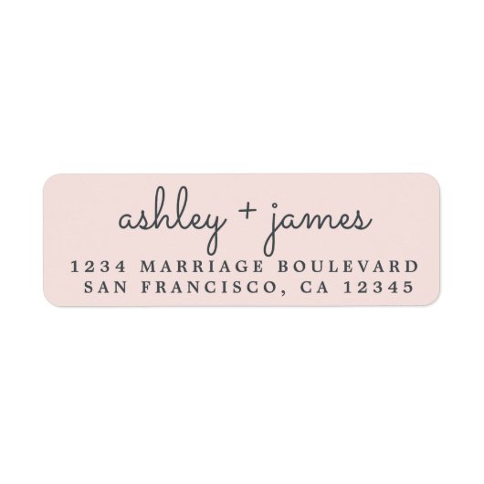 Elegant Names Pastel Pink Wedding Return Address Etiket (Voorkant)