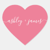 Elegant Names Pink Wedding Return Address Hart Sticker (Voorkant)