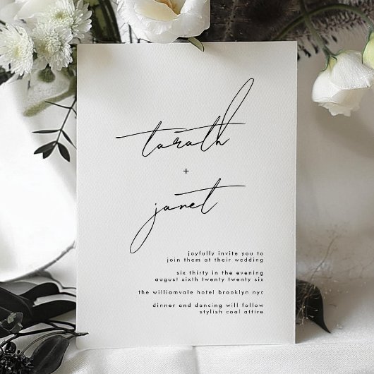 Elegant NAMES | Stijlvol zwart-withuwelijk Kaart