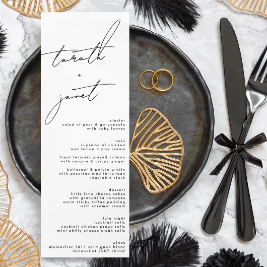 Elegant NAMES | Stijlvol zwart-withuwelijk Programmakaart