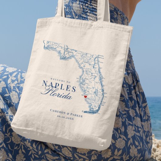 Elegant Naples Florida bruiloft welkom Canvas tas