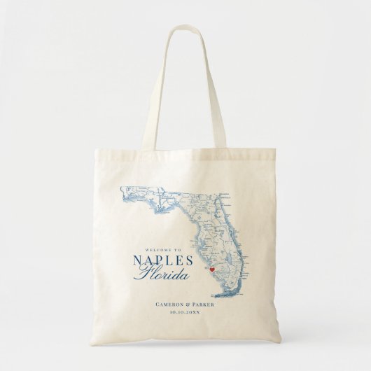Elegant Naples Florida bruiloft welkom Canvas tas (Voorkant)