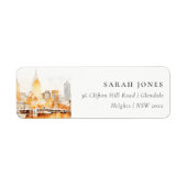 Elegant Nashville City Skyline Waterverf Adres Etiket (Voorkant)