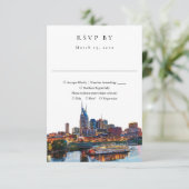 Elegant Nashville-rivierfront waterkleurbruiloft RSVP Kaartje (Staand voorkant)