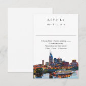 Elegant Nashville-rivierfront waterkleurbruiloft RSVP Kaartje (Voorkant / Achterkant)