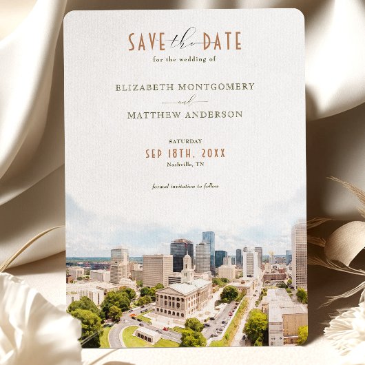 Elegant Nashville, Tennessee Save-the-Date Kaart