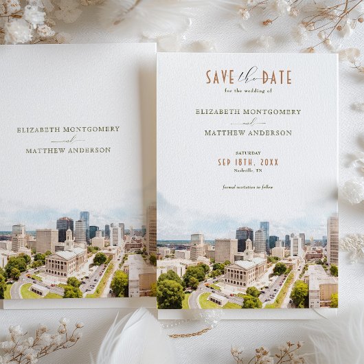Elegant Nashville, Tennessee Save-the-Date Kaart