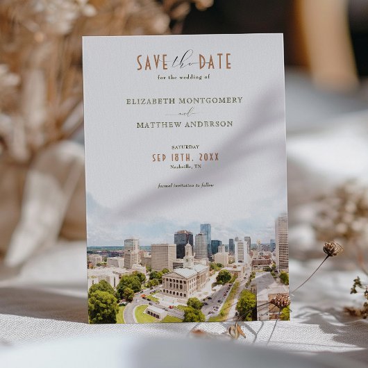Elegant Nashville, Tennessee Save-the-Date Kaart