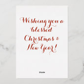 Elegant Natitivity kerstfamilienaam Folie Feestdagenkaart (Achterkant)