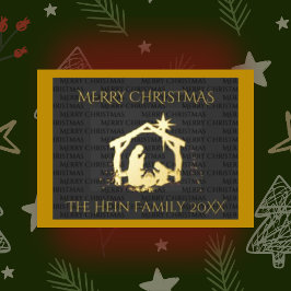 Elegant Natitivity Scene Gold Kerstmis Folie Feestdagen Briefkaart