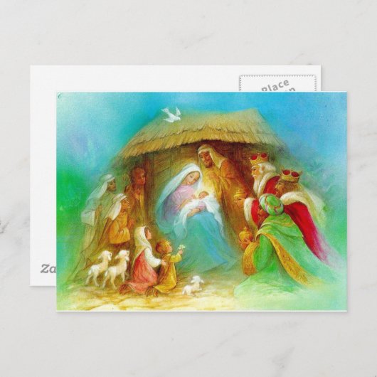 Elegant Natitivity scene, Mary Jesus Joseph Briefkaart (Voorkant / Achterkant)