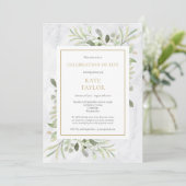 Elegant Natural Marble Funeral Celebration of Life Kaart (Staand voorkant)