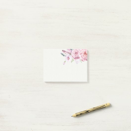 Elegant Natural Waterverf Boho Floral Post-it® Notes (Op bureau)