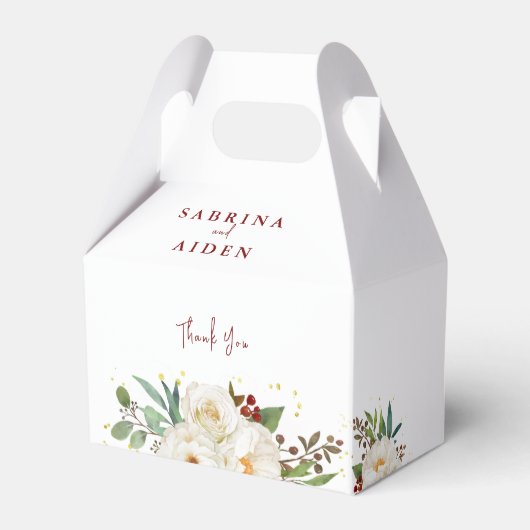 Elegant Natural White Rose Peony Floral Wedding Bedankdoosjes (Achterkant)