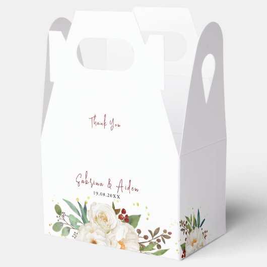 Elegant Natural White Rose Peony Floral Wedding Bedankdoosjes (Geopend)