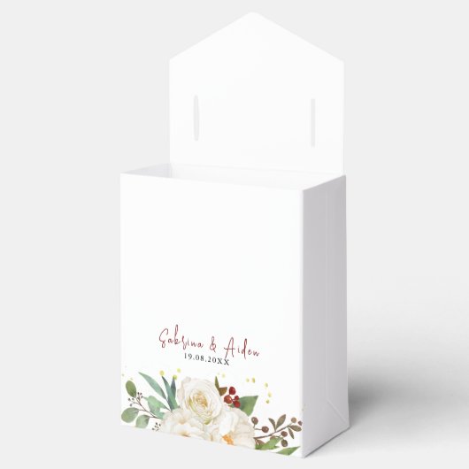 Elegant Natural White Rose Peony Floral Wedding Bedankdoosjes (Geopend)