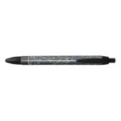Elegant Nature Branches Pattern Blue Monogram Zwarte Inkt Pen (Achterkant)