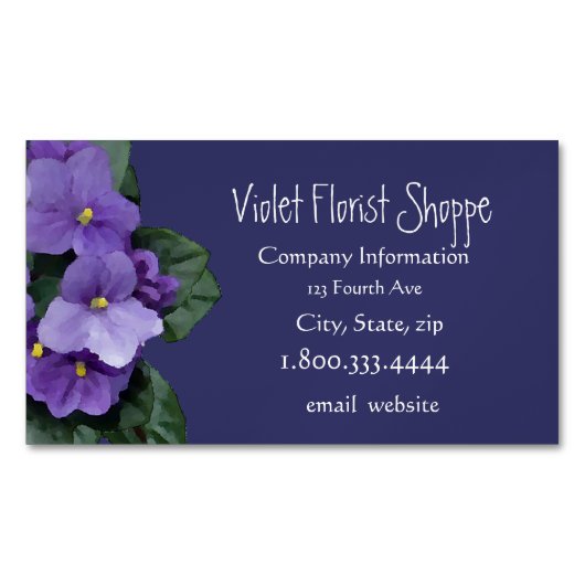 Elegant Natuur Flower African Violet Plant Magnetisch Visitekaartje (Voorkant)