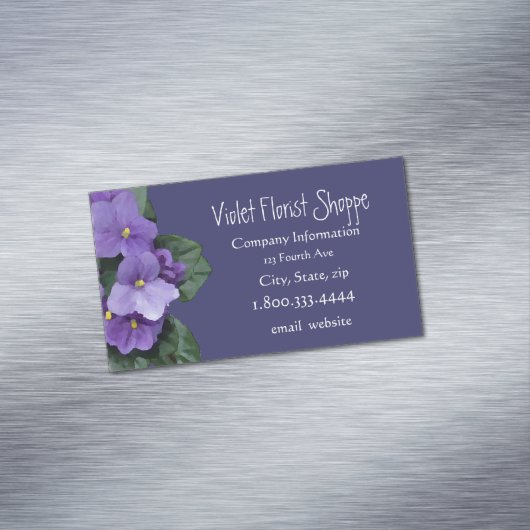 Elegant Natuur Flower African Violet Plant Magnetisch Visitekaartje (Voorbeeld)
