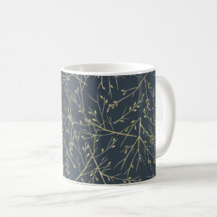 Elegant natuur takken en twijgen patroon blauw koffiemok