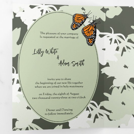 Elegant Natuur Theme Weddenschap Drieluik Uitnodiging (Binnenzijde eerst)