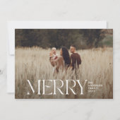 Elegant natuurlijk gebladerte moderne minimale fot feestdagenkaart (Voorkant)