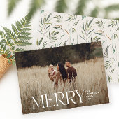 Elegant natuurlijk gebladerte moderne minimale fot feestdagenkaart