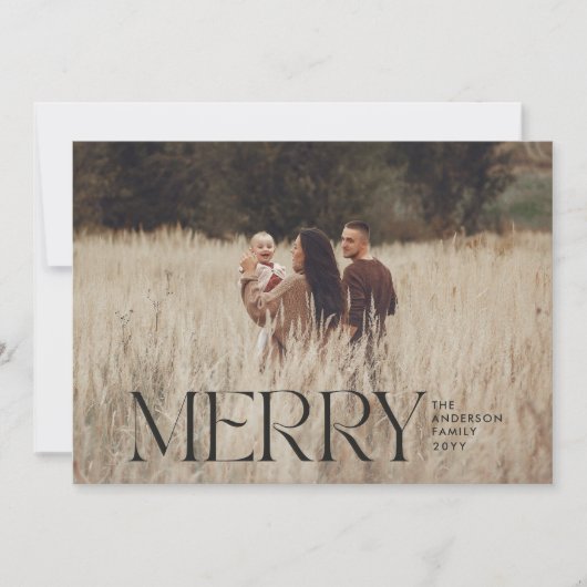 Elegant natuurlijk gebladerte moderne minimale fot feestdagenkaart (Voorkant)