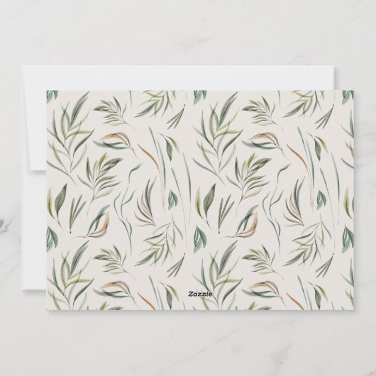 Elegant natuurlijk gebladerte moderne minimale fot feestdagenkaart (Achterkant)