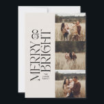 Elegant natuurlijk gebladerte moderne minimale mul feestdagenkaart<br><div class="desc">Elegante multi-foto moderne minimal natuurlijke crème waterverf botanische typografie Vrolijke en lichte kerstvakantie platte kaart.</div>