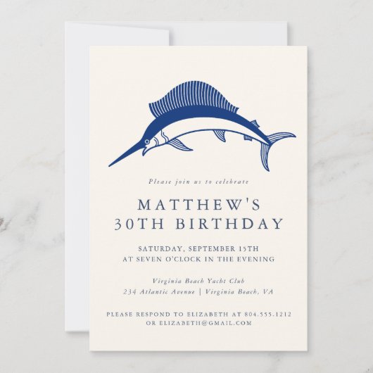 Elegant Nautical Anchor Adult Party Invitation Kaart (Voorkant)