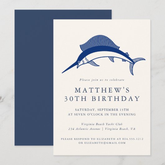 Elegant Nautical Anchor Adult Party Invitation  Kaart (Voorkant / Achterkant)