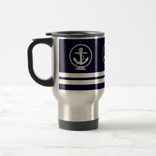 Elegant Nautical Anchor and Stripe Pattern Reisbeker (Links)